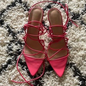 Miss Lola hot pink lace up heels